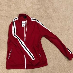 Forever 21 Red Striped Zip Up Jacket
